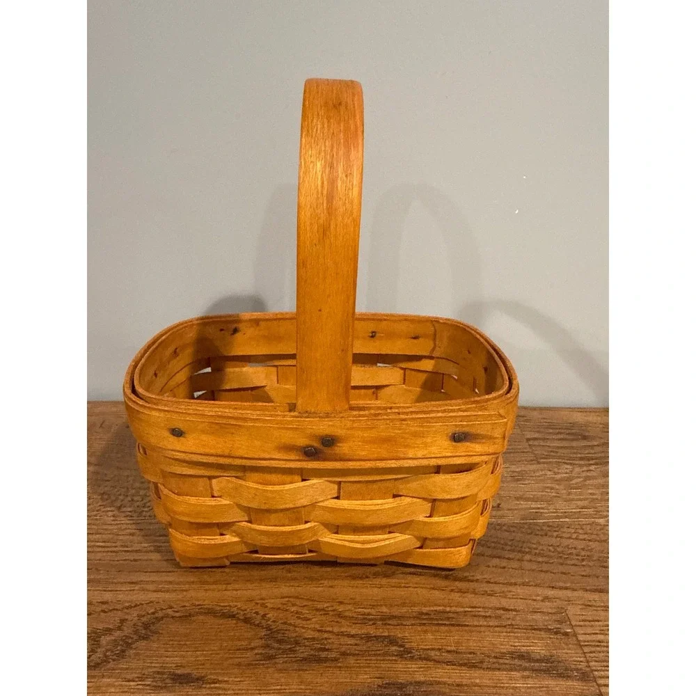 Longaberger 2001 Handwoven Small Rectangular‎ Basket with Handle Dresden Ohio